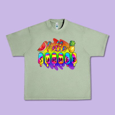 Hello Summer Tie Dye Urban Heavy Tee Designed By Cowcowdesign