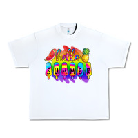White Hello Summer Tie Dye Urban Heavy Tee - CowCowDesign