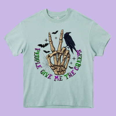 People Give Me The Creeps Heavy Core Tee Designed By Texasbilliewilder