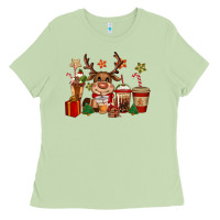 Reindeer Coffe Cups Christmas Ladies Tee | Teevron
