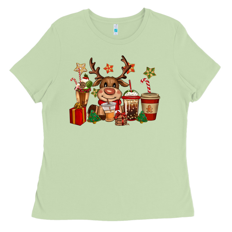 Reindeer Coffe Cups Christmas Ladies Tee by CowGirlArtShop | Teevron