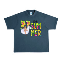 Midnight Navy Hello Summer Unicorn Urban Heavy Tee - CowCowDesign