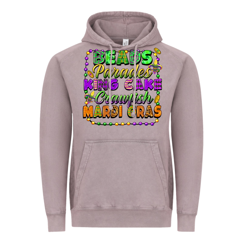 Beads Parades King Cake Crawfish Mardi Gras Vintage Hoodie by FaDigitalArtStudio | Teevron