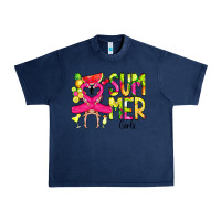 Navy Summer Girls Flamingo Urban Heavy Tee - CowCowDesign