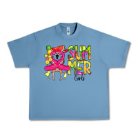 Pebble Blue Summer Girls Flamingo Urban Heavy Tee - CowCowDesign
