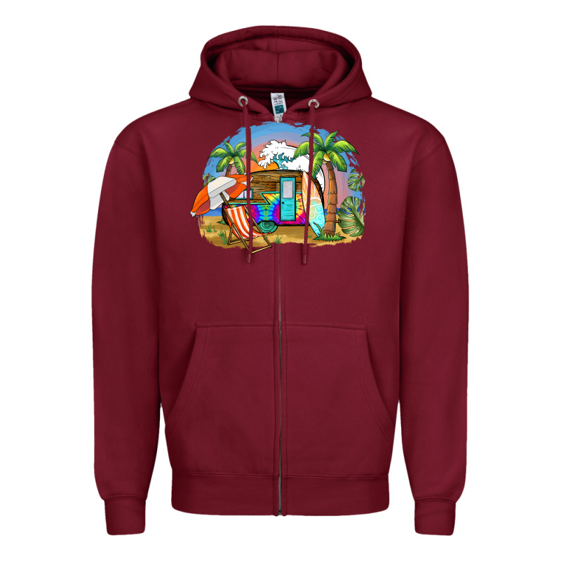 Camp Life Beach Zipper Hoodie by BarkalooDesign | Teevron