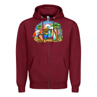 Burgundy camp life beach Zipper Hoodie - BarkalooDesign