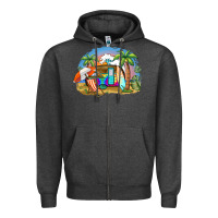 Charcoal Heather camp life beach Zipper Hoodie - BarkalooDesign