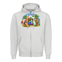Dove Grey camp life beach Zipper Hoodie - BarkalooDesign