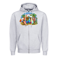 Heather Grey camp life beach Zipper Hoodie - BarkalooDesign