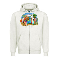 Oatmeal Heather camp life beach Zipper Hoodie - BarkalooDesign