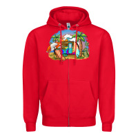 Red camp life beach Zipper Hoodie - BarkalooDesign