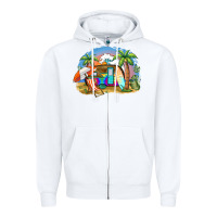 White camp life beach Zipper Hoodie - BarkalooDesign