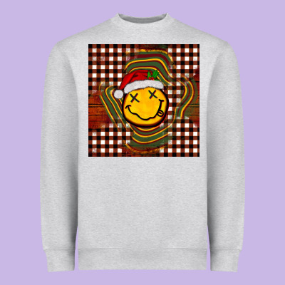 Christmas Smiley Face Heavyweight Sweatshirt Designed By Barkaloodesign