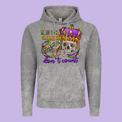 King Cake Calories Don't Count Skull Vintage Hoodie Designed By Fadigitalartstudio