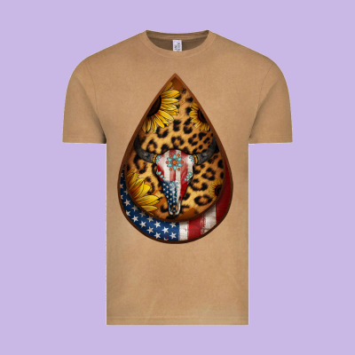 American Sunflower Bullskull Teardrop Earrings Vintage Tee Designed By Jasminsmagicworld