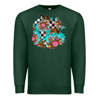 Sports Green race sunflower patches Premium Sweatshirt - AdoDesignShop