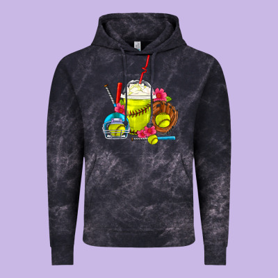Softball Frappe Coffee Vintage Hoodie Designed By Fadigitalartstudio