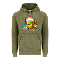 Vintage Olive Softball Frappe Coffee Vintage Hoodie - FaDigitalArtStudio
