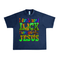 Navy St. Patrick's I dont need luck i have got Jesus Urban Heavy Tee - OliviaCreatesArt
