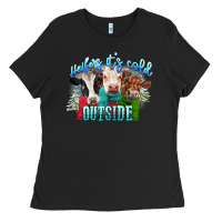 Black heifers its cold outside Ladies Tee - CowGirlArtShop