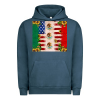 Pigment Midnight Navy American flag mexico flag sunflower cactus Urban Hoodie - JahusDesignShop