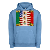 Pigment Pebble Blue American flag mexico flag sunflower cactus Urban Hoodie - JahusDesignShop