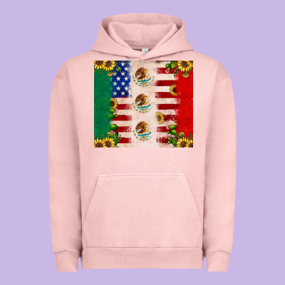 American Flag Mexico Flag Sunflower Cactus Urban Hoodie Designed By Jahusdesignshop