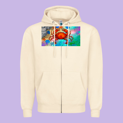 Crab License Plate Zipper Hoodie Designed By Barkaloodesign