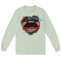 Matcha American flag lips 4th of july Long Sleeve Tee - FaDigitalArtStudio