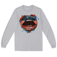 American Flag Lips 4th Of July Long Sleeve Tee | Teevron