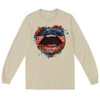 Mushroom American flag lips 4th of july Long Sleeve Tee - FaDigitalArtStudio
