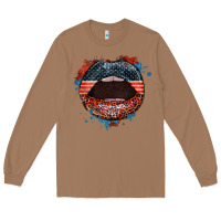Toasted Coconut American flag lips 4th of july Long Sleeve Tee - FaDigitalArtStudio
