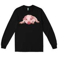 Black baby pig Long Sleeve Tee - RanaPortraitStore