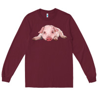 Burgundy baby pig Long Sleeve Tee - RanaPortraitStore