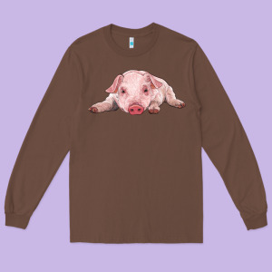 Baby Pig Long Sleeve Tee Designed By Ranaportraitstore