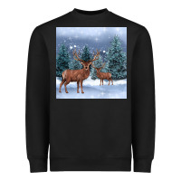 Black winter deer Heavyweight Sweatshirt - BarkalooDesign
