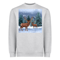 Heather Grey winter deer Heavyweight Sweatshirt - BarkalooDesign