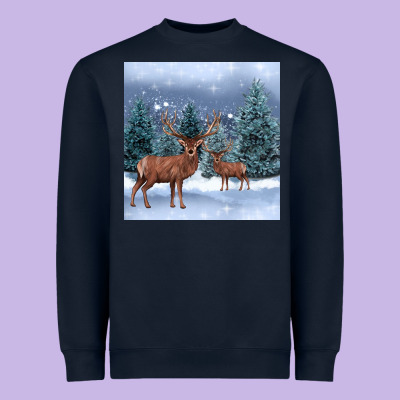 Winter Deer Heavyweight Sweatshirt Designed By Barkaloodesign
