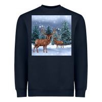 Navy winter deer Heavyweight Sweatshirt - BarkalooDesign