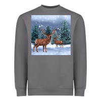 Storm winter deer Heavyweight Sweatshirt - BarkalooDesign