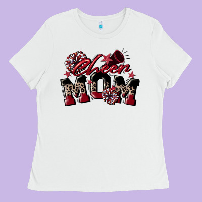 Cheer Mom  Maroon Ladies Tee Designed By Cowgirlartshop