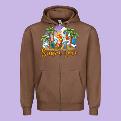 Sunset Love Zipper Hoodie Designed By Barkaloodesign