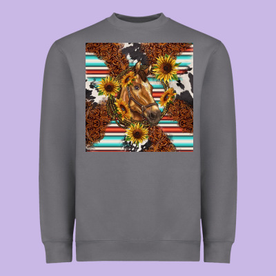 Western Horse Heavyweight Sweatshirt Designed By Barkaloodesign