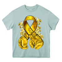Arona Childhood Cancer yellow ribbon with boxing gloves Heavy Core Tee - NancyCooperArtShop