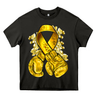 Asphalt Childhood Cancer yellow ribbon with boxing gloves Heavy Core Tee - NancyCooperArtShop