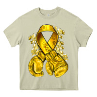 Mossy Childhood Cancer yellow ribbon with boxing gloves Heavy Core Tee - NancyCooperArtShop