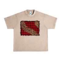 French Oak leopard buffalo plaid background Urban Heavy Tee - CowCowDesign