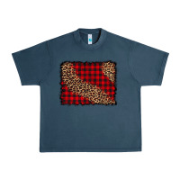 Midnight Navy leopard buffalo plaid background Urban Heavy Tee - CowCowDesign