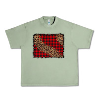 Oil Green leopard buffalo plaid background Urban Heavy Tee - CowCowDesign